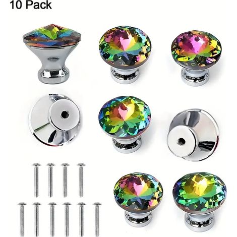 Lot de dix poignees de meuble en verre cristal pour tiroirs et placards accessoires de quincaillerie pour cuisine et salle de bain (1/5)
