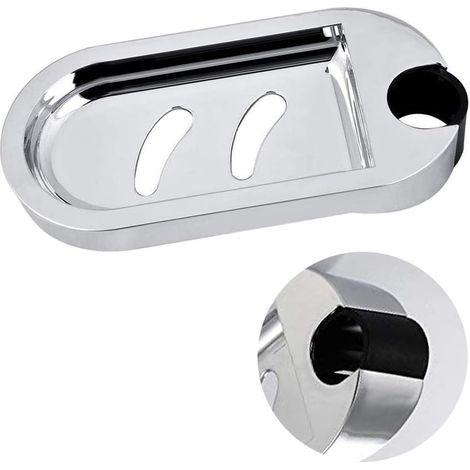Jabonera para barra de ducha - Jabonera ajustable para barra de ducha, cocina, baño, orificio de 25 mm (plateada, 1 pieza)
