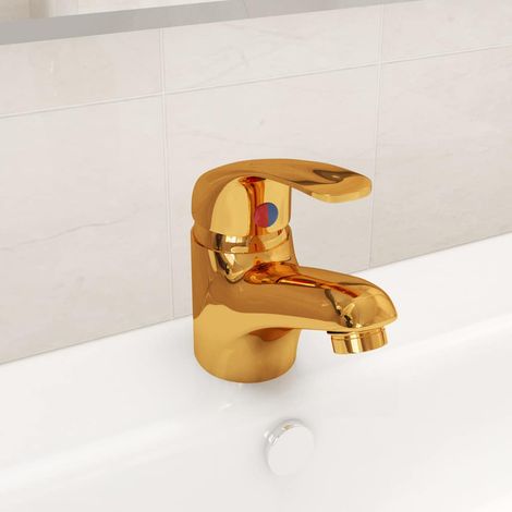 vidaXL Mitigeur de lavabo Doré 13x10 cm (1/5)