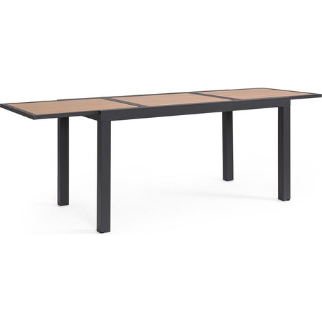 Table extensible en aluminium imitation bois 140-210 x 77 cm anthracite (1/5)