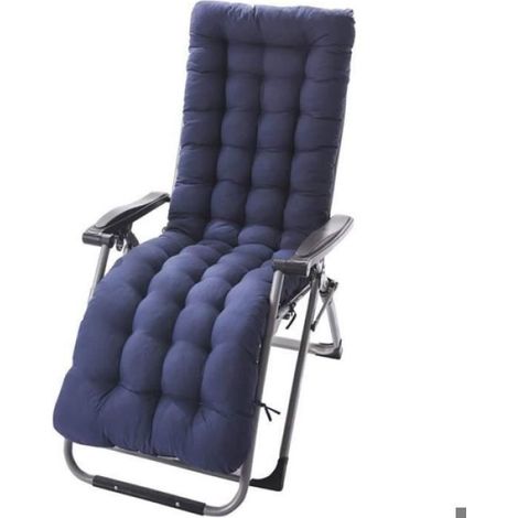 Coussin Bain De Soleil - 160 x 48 x 8 cm - Pour Chaise Longue Jardin Extérieur - Bleu Marine - 1 Pièce (1/4)