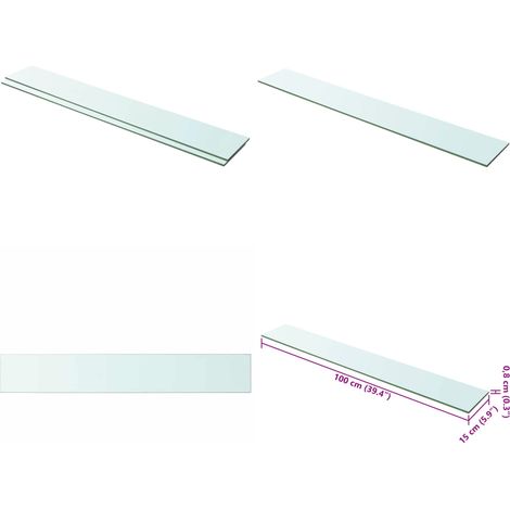 Panneaux d'étagère 2 pcs Verre Transparent 100 x 15 cm - Etagere Murale - Étagère Transparente - Étagère Verre Trempé - Décoration Murale - Rangement Mural - Home & Living (1/5)