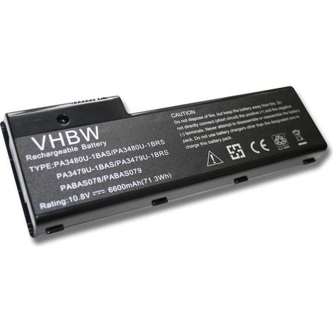 vhbw Akku kompatibel mit Toshiba Satellite P100-429m, P100-387, P100-403, P100-386, P100-410, P100-413, P100-426 Notebook (6600 mAh, 10,8 V, Li-Ion)
