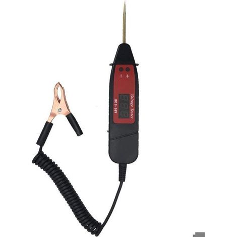 Stylo testeur circuit auto 3-36 V, testeur tension véhicule, détermine pôle +/-, batterie, avec pince crocodile (1/4)