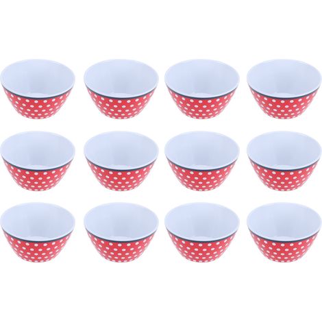 12-teiliges Salatschüssel-Set, 15 cm, Servierschüsseln in Porzellanoptik, rotes Geschirr (1/5)