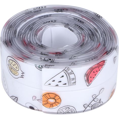 Bande d'étanchéité murale imperméable et auto-adhésive pour salle de bain et cuisine, 3,2 m (motif fruits) (1/5)