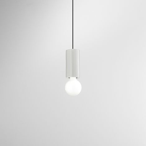Sospensione Minimal Idea Ceramica Bianco Lucido 1 Luce E27 Ip20