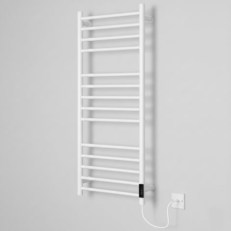 Larne  Dry Electric White  Stainless Steel Towel Rail 1000 mm High 400mm Wide Energy Efficient