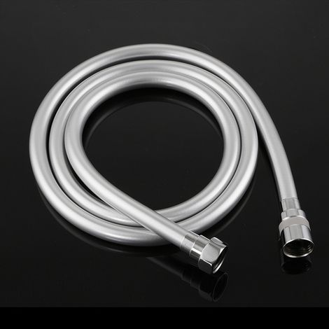 BRAVIX Flexible de douche anti-torsion, flexible de douche 2,0 M, PVC, gris argent. (1/4)