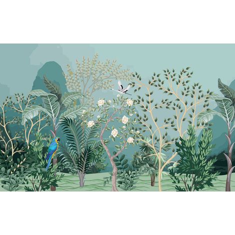 Papier peint panoramique - Jardin Oiseaux - 130 cm x 82 cm (1/2)