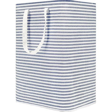 Panier à linge pliable de 77 L avec poignées, grand format, autoportant, bleu, idéal pour ranger vêtements, jouets et autres articles.