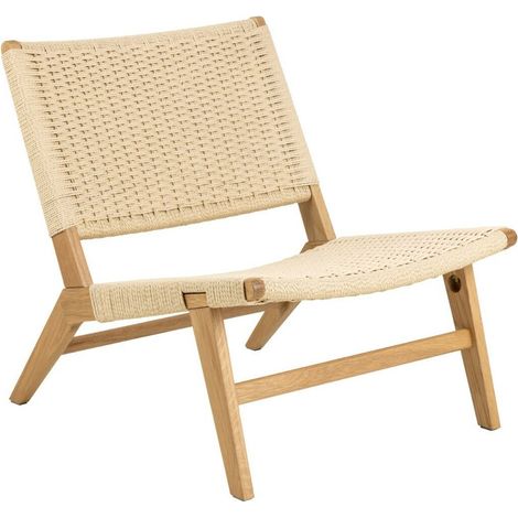 Sillón Norsica 843, De color marrón claro, 72x64x79cm, Cuerda, Patas: Madera, 0