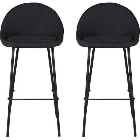 Lot de 2 chaises de bar H65 cm en tissu gris foncé - ABAYA