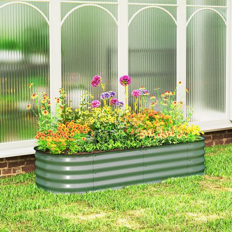 Fioriera quadrata rialzata in acciaio modulare per ortaggi, piante e fiori, dimensioni 150 x 62 x 30 cm, verde.