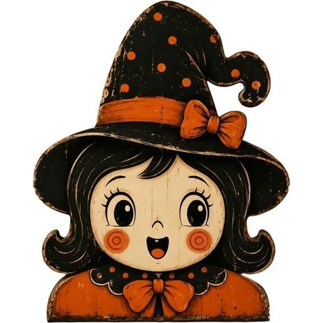 Décoration Halloween en Bois Style Cartoon Classique, Ornement Rustique Peint à la Main 15x5x0,3 cm pour Étagère et Table(Style E) (1/5)