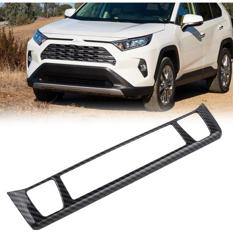Bandeau décoratif style carbone pour interrupteur de siège chauffant, garniture de protection, compatible RAV4 2019, 1 pièce, noir, intérieur voiture. (1/5)