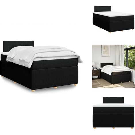 Sommier à lattes de lit avec matelas noir 120x190 cm tissu - Sommier À Lattes De Lit - Sommiers À Lattes De Lit - Lit - Meuble De Chambre À Coucher (1/5)