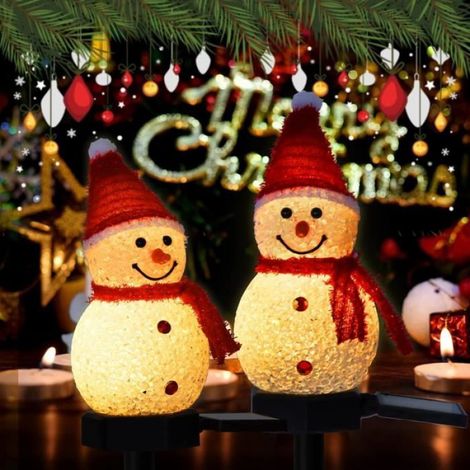Lampe Solaire - - Bonhomme de Neige - 2 Pièces - Énergie Solaire - LED - Jardin (1/4)