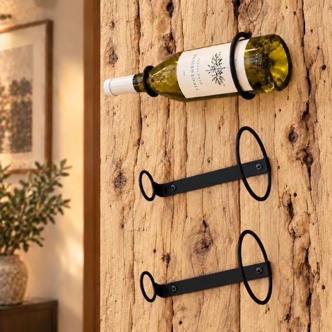 DanDiBo Weinregal Wand Metall Schwarz 3er Set 96783 Flaschenregal Schmal Hängend Wine Rack Weinhalter Weinregale Klein Weinflaschenregal Wandhalter (1/5)