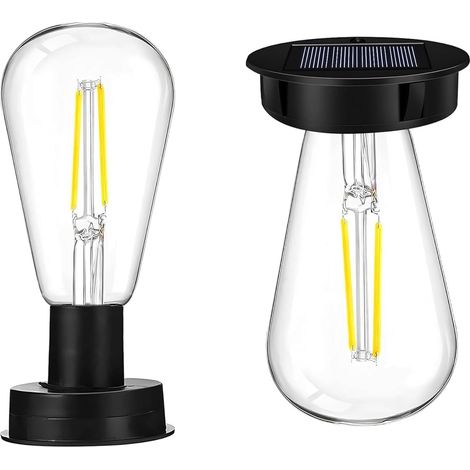 Lot de 2 Pièces de rechange pour lanterne solaire, Ampoule LED tungstène, Panneau solaire 7cm, Pour jardin et balcon (1/5)