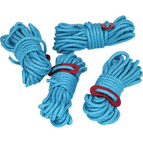 4 Cordes Réfléchissantes 4mm pour Tente et Hamac, Haute Résistance, Bleu, Idéal Camping Léger et Randonnée (1/5)
