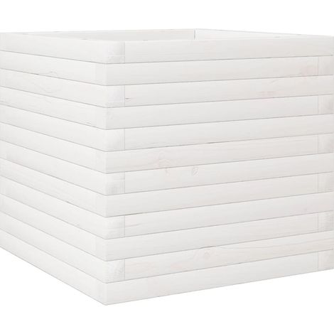 Vassoio per fioriera aiuola rialzata piante fiori terrazza giardino 50 x 50 x 45,5 cm legno di pino massiccio bianco 020037637