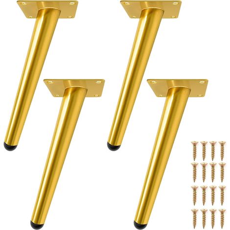 4 x 20 cm Furniture Legs, Gold Tilted Durable Metal Table Legs, Table Legs, Sofa Legs for Replacing or Adjusting the Height of Bedside Tables, Sofa, TV Furniture, Armchair etc (1/5)