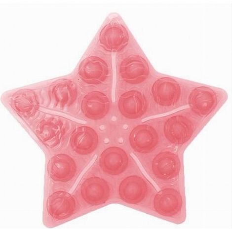Trade Shop - Set 4pezzi Tappetini Antiscivolo Rosso Stella Per Doccia Vasca Con Ventosa 69932 - (1/2)