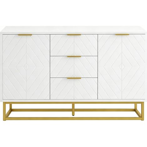 CHICFURN Credenza 120x40x76 cm bianca e oro in MDF e metallo, con cassetti e ante (1/5)