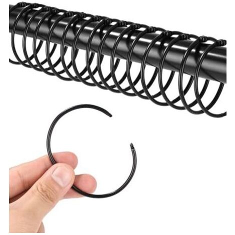 42 Pièces Anneaux de Rideau à Ouvrir de 50 mm - Clips Métalliques pour Rideaux et Tringles de Douche (Noir)