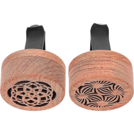 Clips de fixation pour grilles d'aération de voiture en bois marron, pour une utilisation domestique. Design robuste et élégant, compatibles avec la plupart des voitures. Lot de 2. (1/5)
