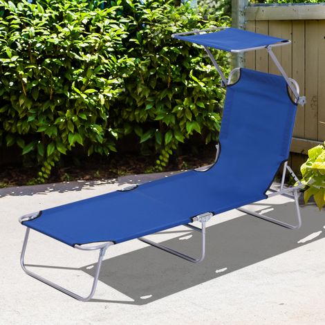 Chaise longue pliante avec toit – Relaxliege pour jardin, dossier réglable 4 positions, tissu Oxford résistant, cadre en acier thermolaqué – Idéale pour terrasse, balcon, camping et plage (1/5)