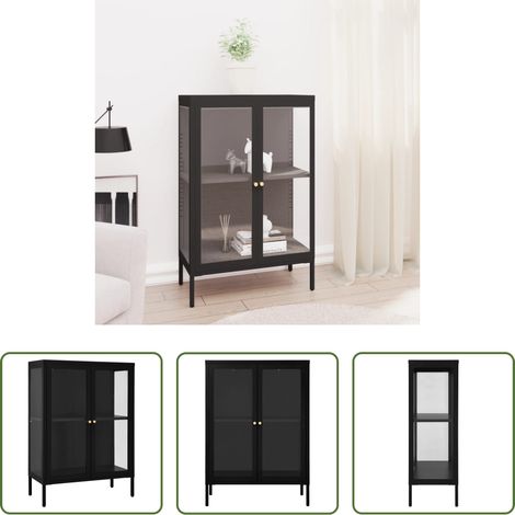 vidaXL Stahl -  Sideboard Schwarz 75x35x105 cm Stahl und Glas (1/5)