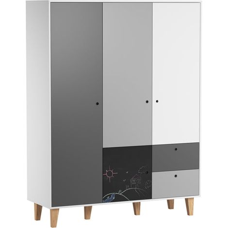 Schrank mit 3 Türen, schwarz, 201.5cm (1/2)