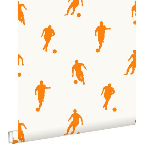 papier peint joueurs de football orange et blanc - ESTAhome (1/5)