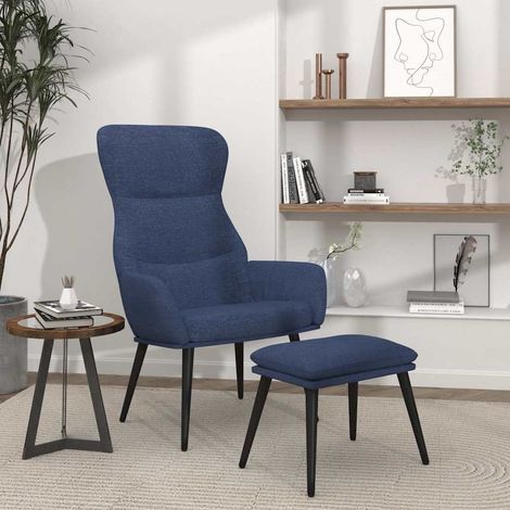 Chaise de relaxation avec tabouret Fauteuil relax - Bleu Tissu BonneVie-94492 (1/5)