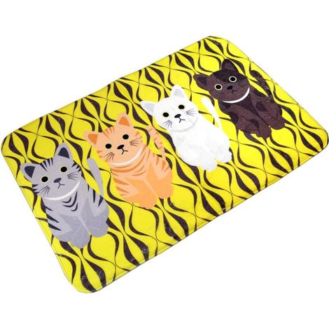 Tapis de Cuisine Antidérapant Tapis de Bain Absorbant Tapis de Devant Evier Décoratif Flannel Carpette Lavable pour Salon Chambre Salle de Bain Jaune 60  90cm