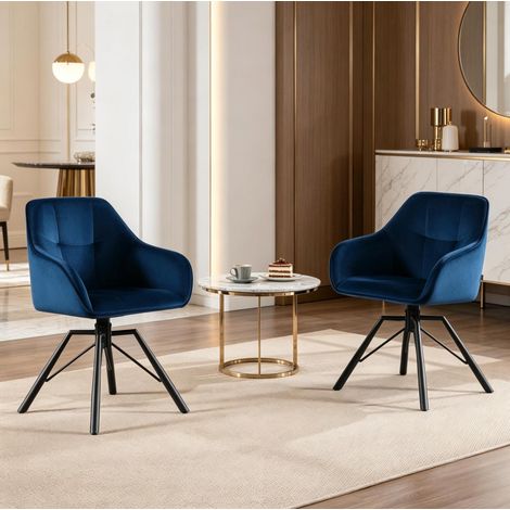 Silla giratoria 58,5 x 82,5 x 54,5 cm azul con reposabrazos y giro 360° (1/5)
