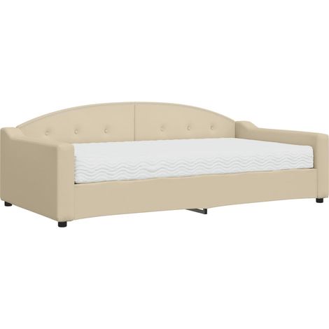Maison Exclusive - Divano Letto con Materasso Crema 100x200 cm in Tessuto (1/5)