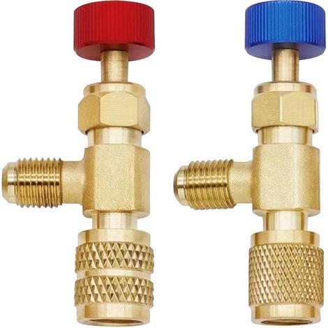 2 Pièces - Adaptateur de Valve - Soupape de Sécurité - Régulation Réfrigérant R410A R22 - Maintenance Climatisation - Laiton - SAE 1/4" (1/5)