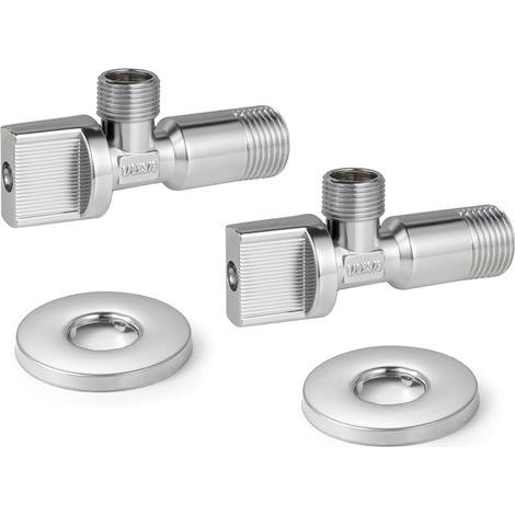 2 Pièces Vanne d'angle WC Quart de Tour Entrée 1/2" x Sortie 3/8" Chrome (1/5)