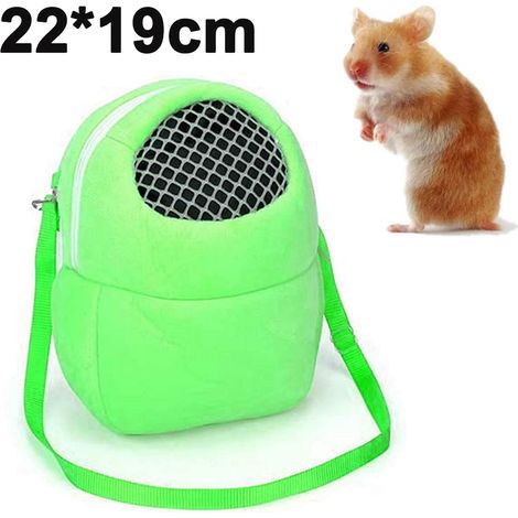 Sac de transport pour animaux - en peluche courte - maille aérée - bandoulière réglable - pour hamsters et petits rongeurs - 1 pièce (1/5)