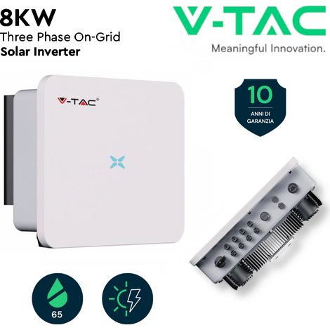 Inverter di rete On-Grid per impianto fotovoltaico, 8KW, trifase, garanzia 10 anni - V-TAC VT-6608310 11382 (1/5)