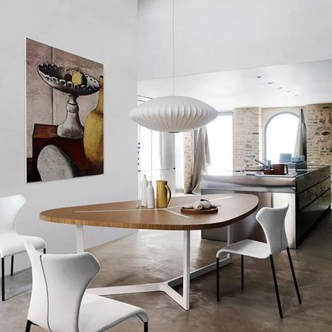 Lustre suspension en tissu Ø50 cm – Lanterne zen style chinois pour salle à manger, bar, salon ou hôtel, sans ampoule (1/5)