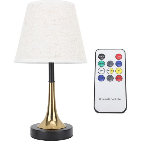 Lampe de chevet USB LED à 3 températures de couleur et intensité variable, abat-jour en lin gris, télécommande, minuterie, 3 W (1/5)