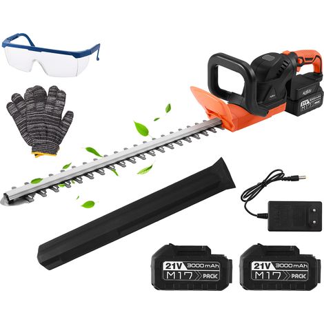 Taille-haies avec 2 Batteries 3Ah Rechargeable, Lame 51cm Double Tranchant, Écartement 15mm, Poignée rotative, Moteur Sans Balais (1/5)