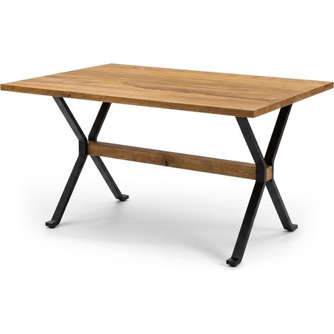 Table à manger extensible Rustica 98x150-180cm style industriel Bois et Métal Noir (1/5)