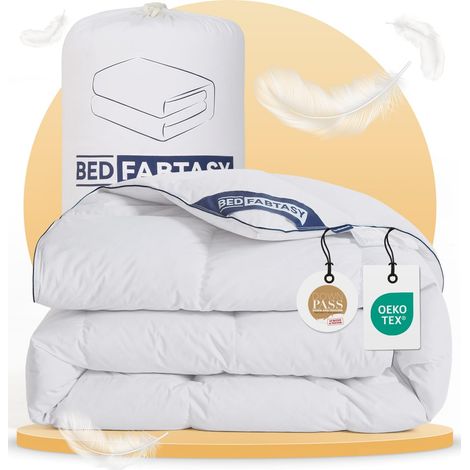 Couette en plumes et duvet, 135 x 200 cm, 100 % plumes et duvet extra doux, convient aux personnes allergiques, pour toutes les saisons (1/5)