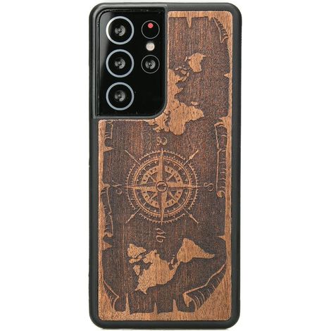 Custodia in legno per Samsung Galaxy S21 Ultra - Rosa dei venti Merbau (1/4)