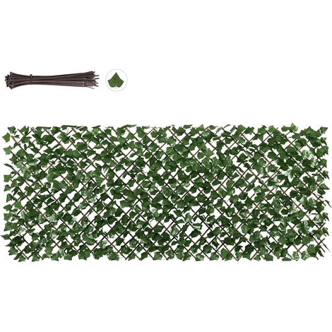 Sekey Haie Artificielle avec Feuilles, Clôture de Plantes Rétractable, Lierre, pour Balcon Décor de Jardin, 1 x 2 m, Attache de Câble Attachée (1/5)